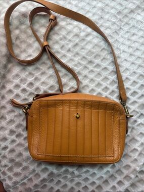 Madewell Tan Leather Crossbody Bag with Quilted Front